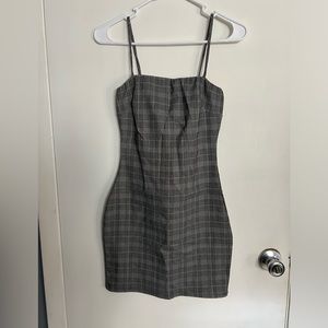 Gray plaid Windsor mini dress